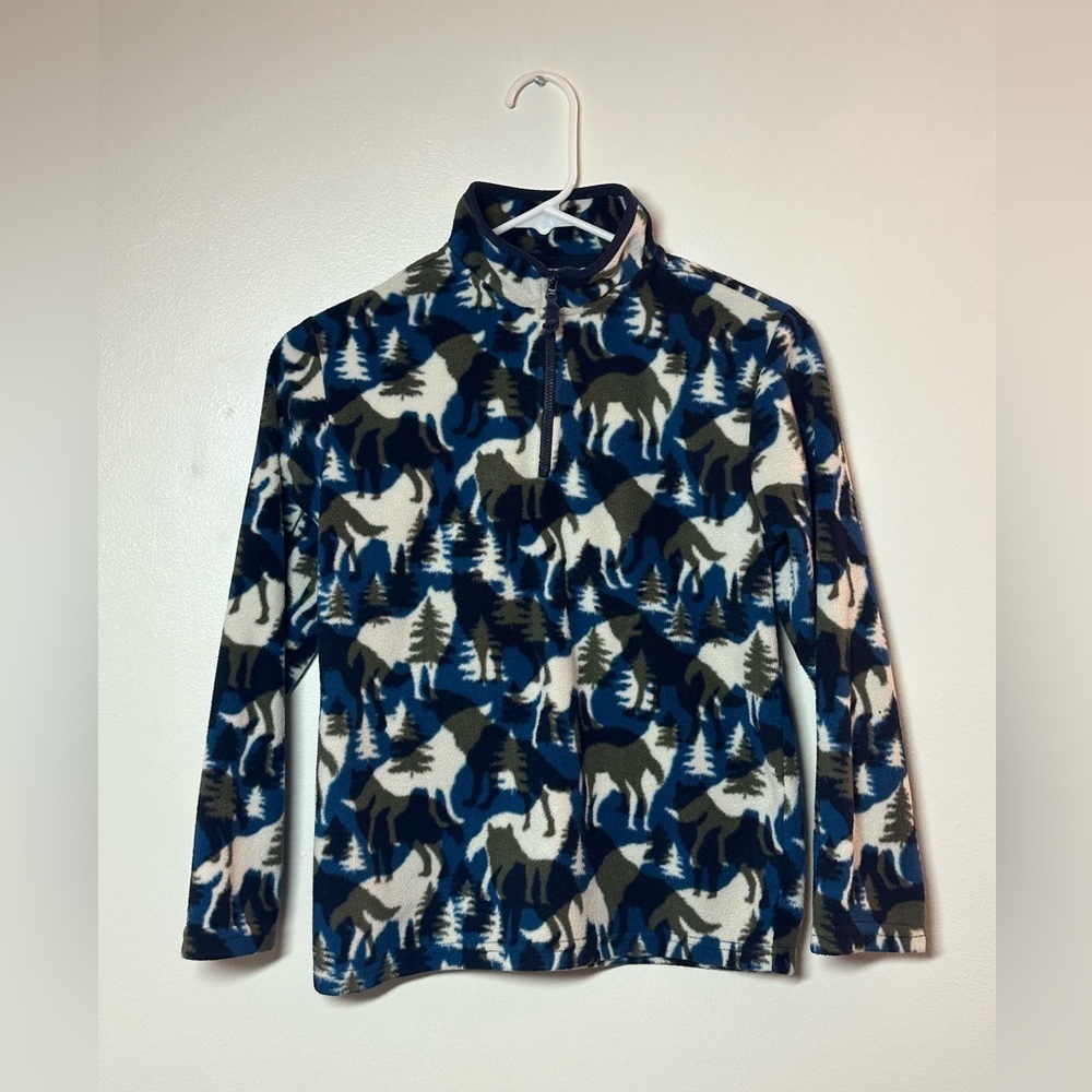 Gymboree 1/4 Zip Fleece Pullover Animal Camo Print Size Large